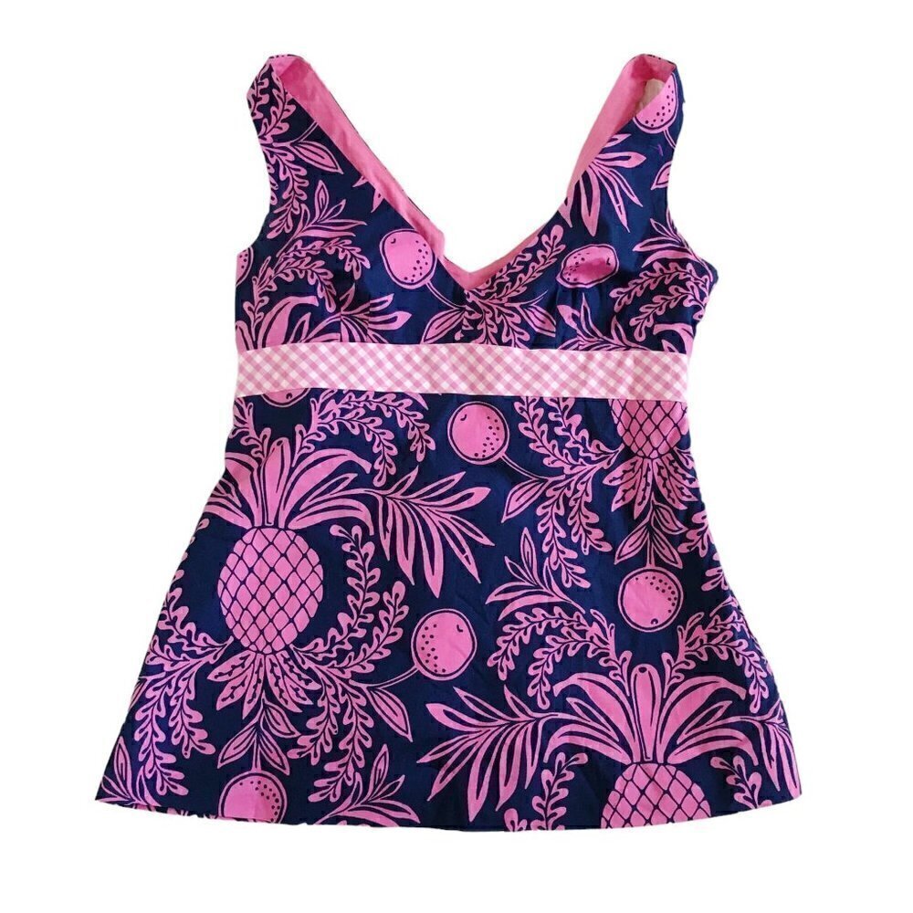 Lilly Pulitzer navy/ pink pineapple print top, 0 - Picture 5 of 11